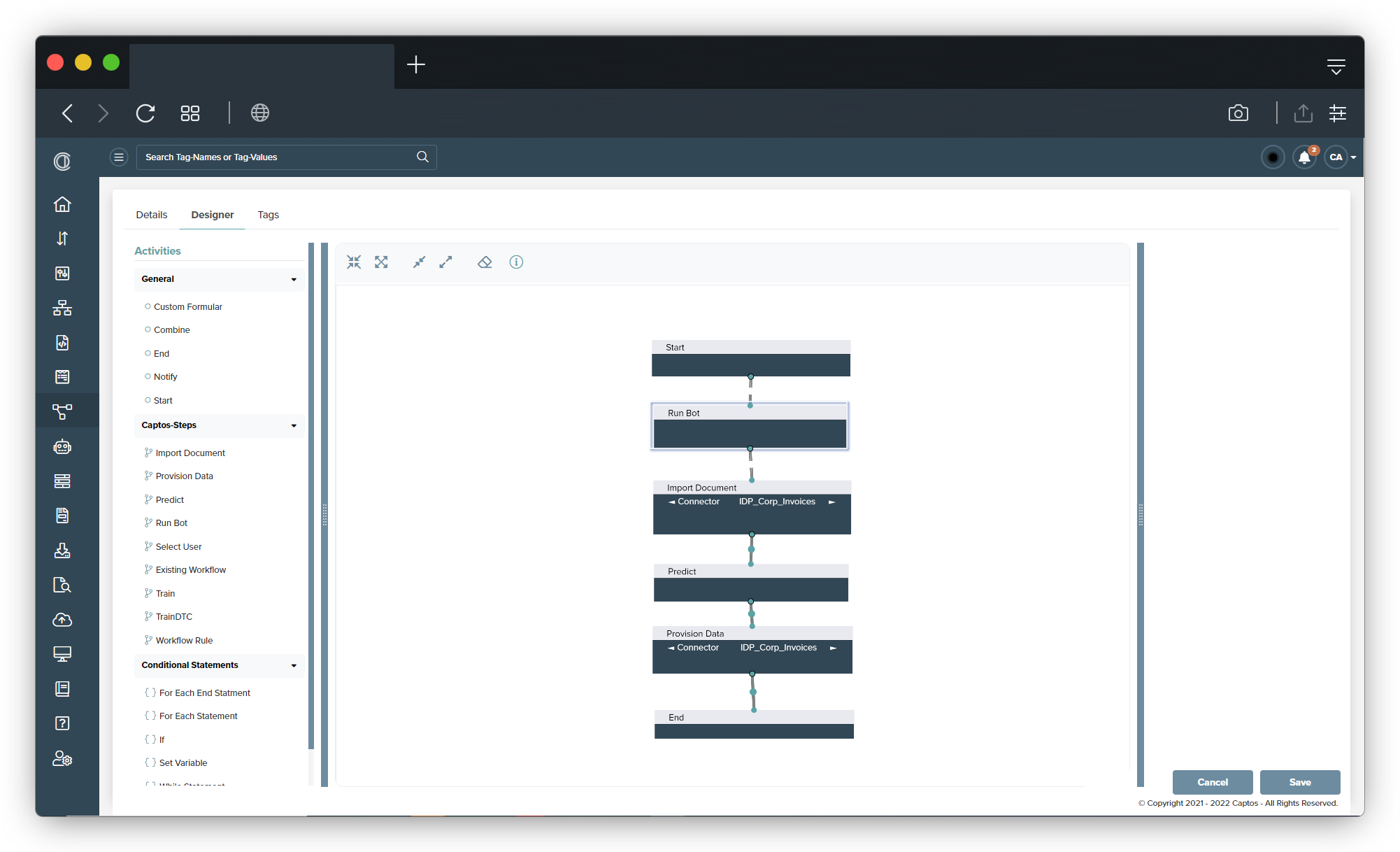 CAPTOS - Workflow designer